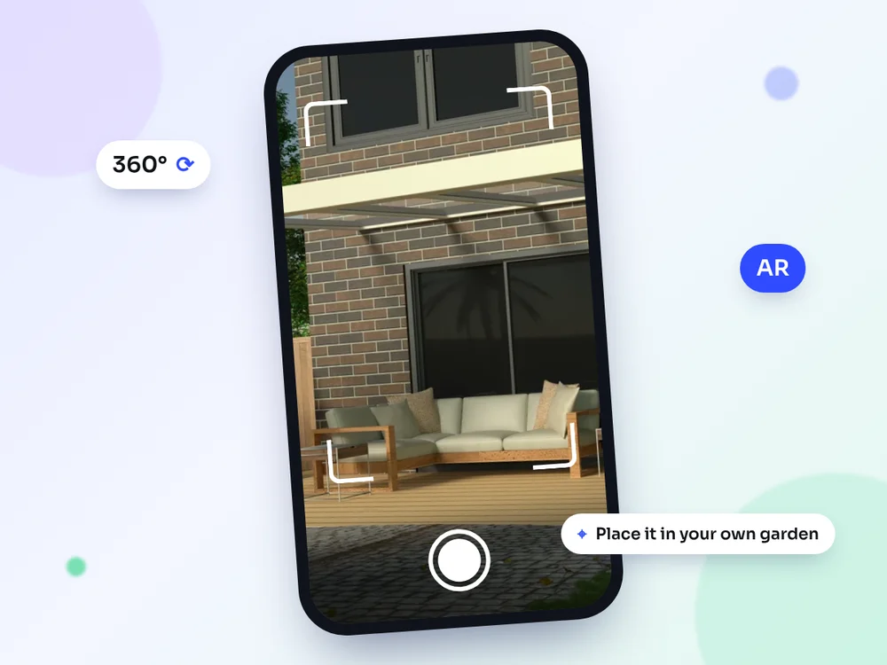 Phone showing an augmented reality view of a patio cover